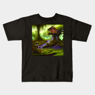 Tree House Portrait, greenery Outside Kids T-Shirt